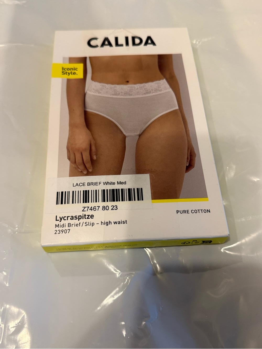 White High-Waist Lace Cotton Briefs
